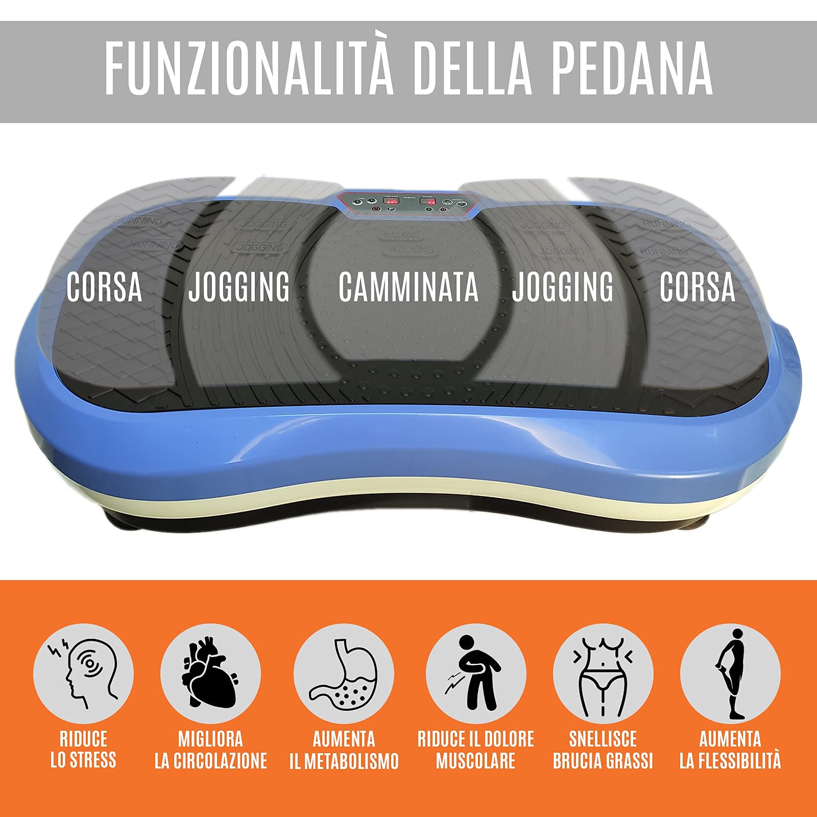 FFitness Pedana Vibrante Ultra Slim 9 Programmi 99km/h Training Aerobico Esercizi Muscolari Bande di Resistenza | Max 120kg