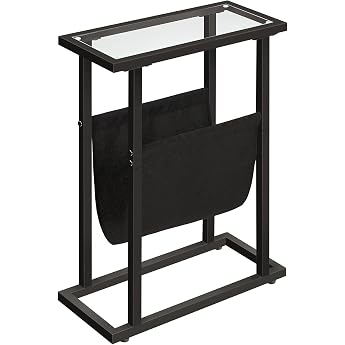 HOOBRO Side Table Narrow Tempered Glass Bedside Table