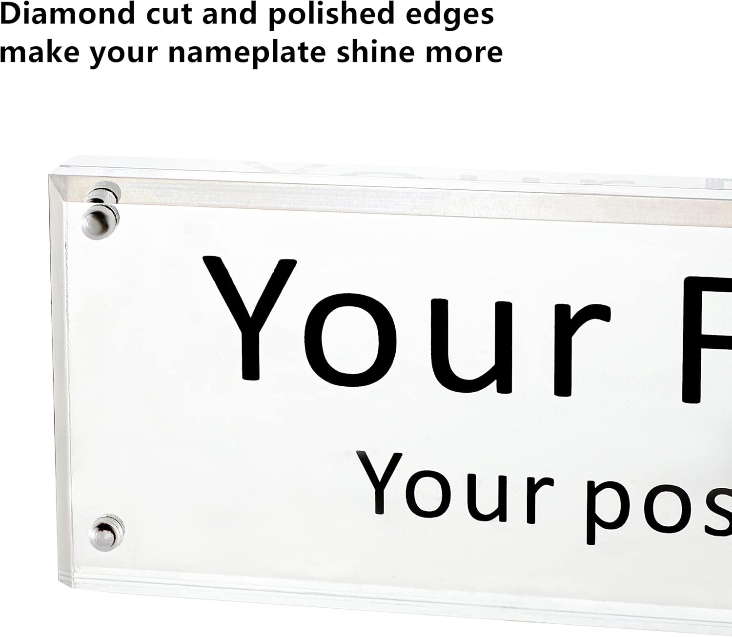 IEEK Acrylic Desk Name Plate, Clear Acrylic Block Nameplate Double Sided Holder, DIY Personalized Name, 2.5x10 Inch - Image 2