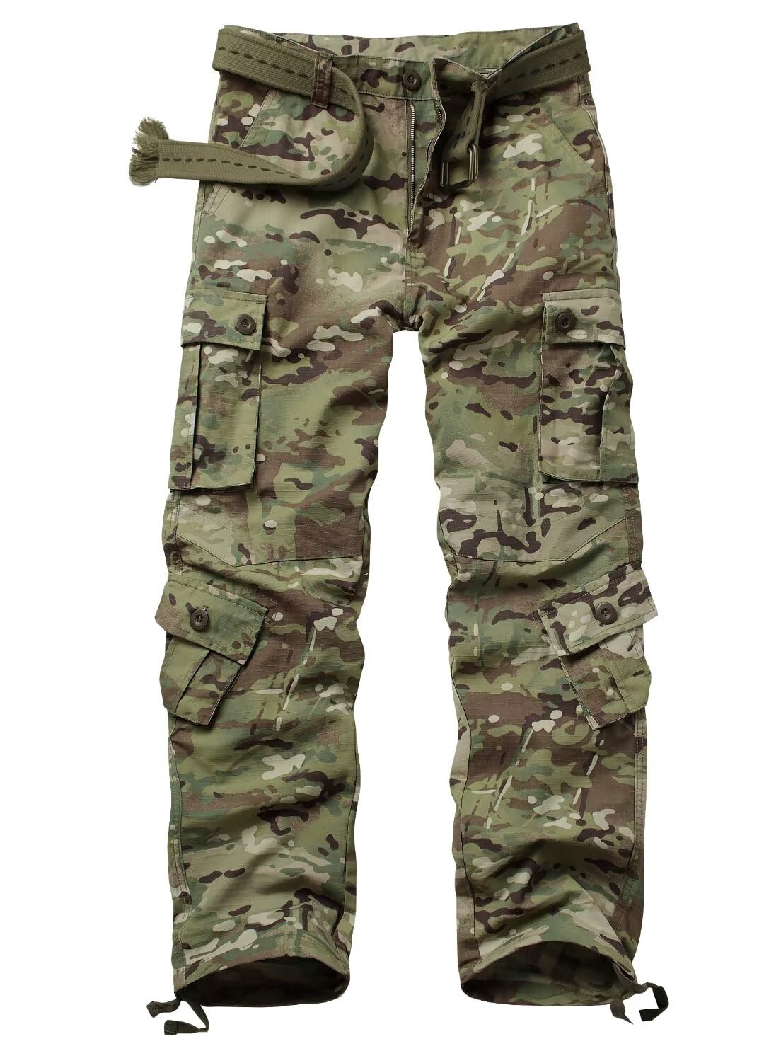 Vatinnt Men's Cp Camo Cargo Trousers 8-Pocket Hiking Work Trousers 3355 34