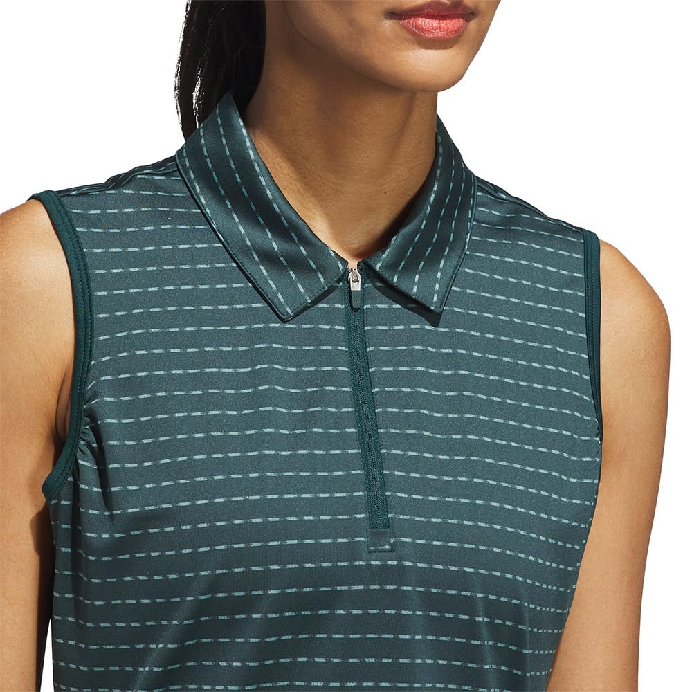 adidas Ultimate365 Jacquard Stripe Woman Sleeveless Polo M