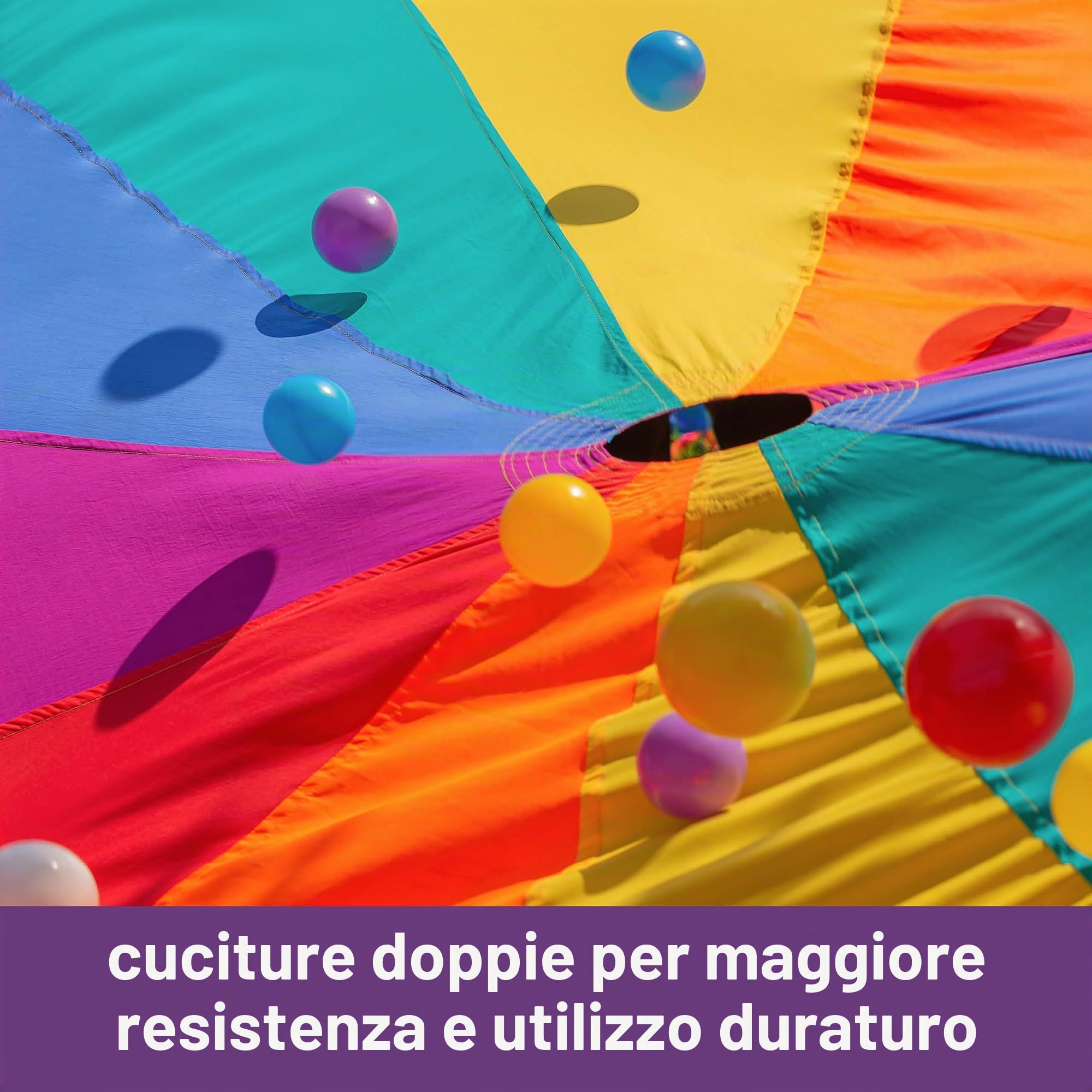 THE TWIDDLERS XXL Grande Paracadute Arcobaleno con 24 Manici per Bambini - 6m - Ottimo Come Gioco di Gruppo