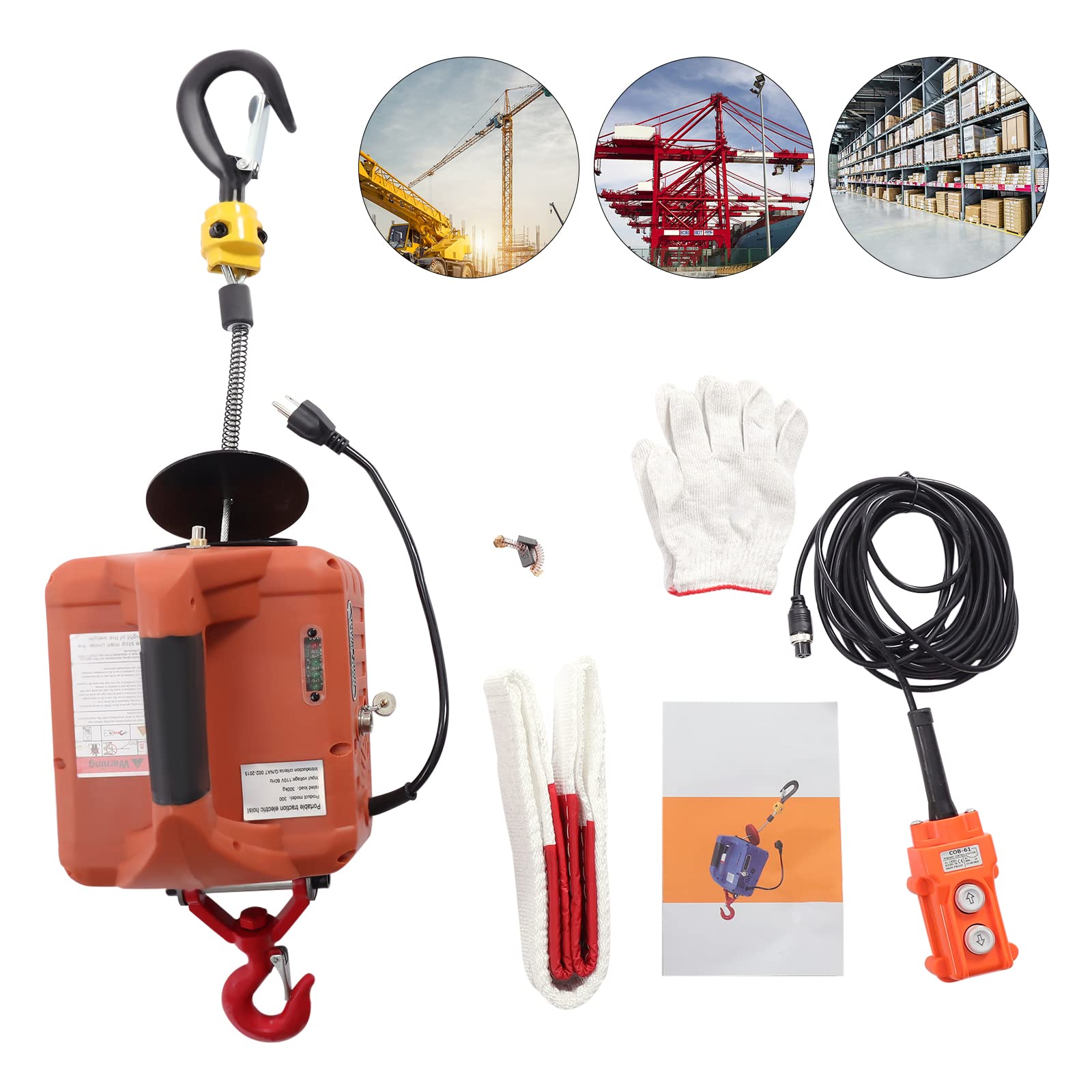 1500W Electric Hoist Kit, 1100lbs Electric Hoist Winch with Remote Control, 110Volt Wire Control 16ft/min Portable Winch Crane, Lifting Height Overhead Garage Household Indoor