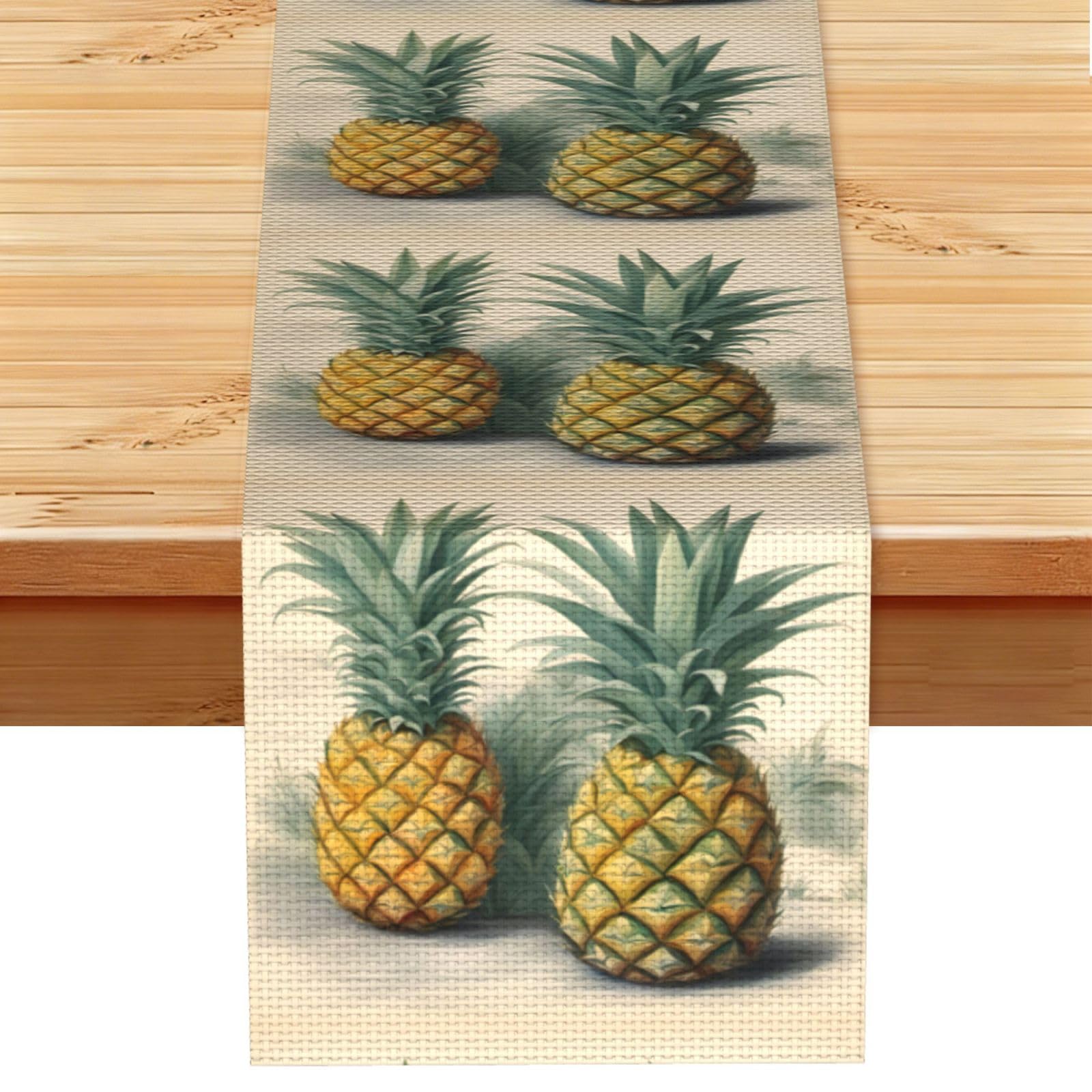 Pineapple Vintage Style Table Runner 13x72in, Soft Printed Centerpieces for Tables, Kitchen, Countertops & Dining Area Home Decor