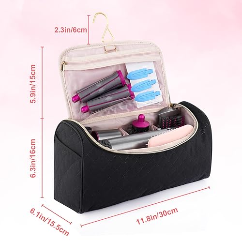 Miniatura 5 de WINZEDGE Estuche de viaje para Dyson Airwrap completo Styler y accesorios bolsa de almacenamiento portátil con gancho colgante y bolsillos laterales