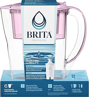 Brita Small 6 Cup Space Saver Water Filter Pitcher with 1 Standard Filter, Space Saver, Purple (Purple)
