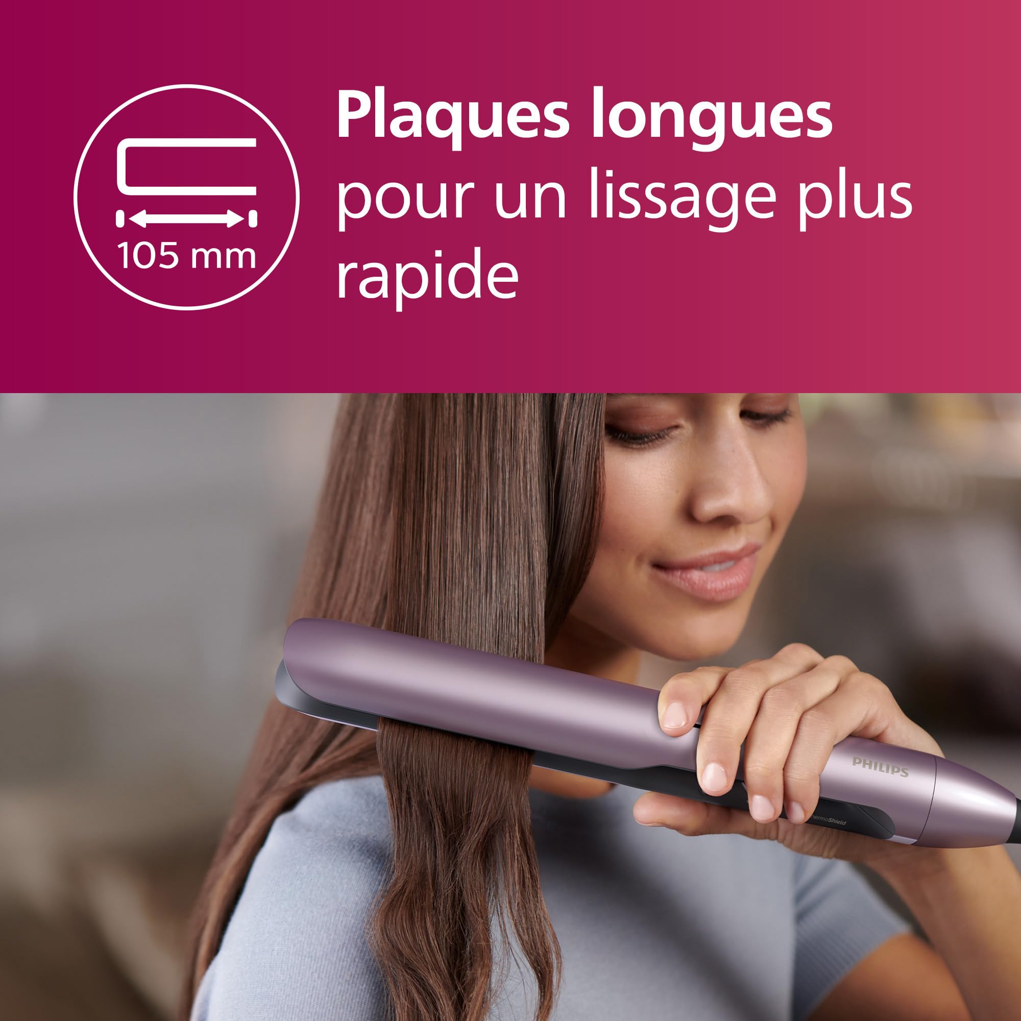 Philips Lisseur série 5000 Céramique avec technologie ThermoShield, mauve [modèle BHS530/00], 47x15mm
