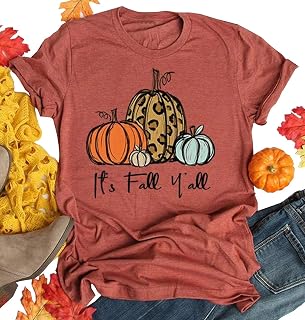 Its Fall Yall Shirts Women Halloween Leopard Pumpkin Short Sleeve T-Shirt Thanksgiving Casual Top Tees