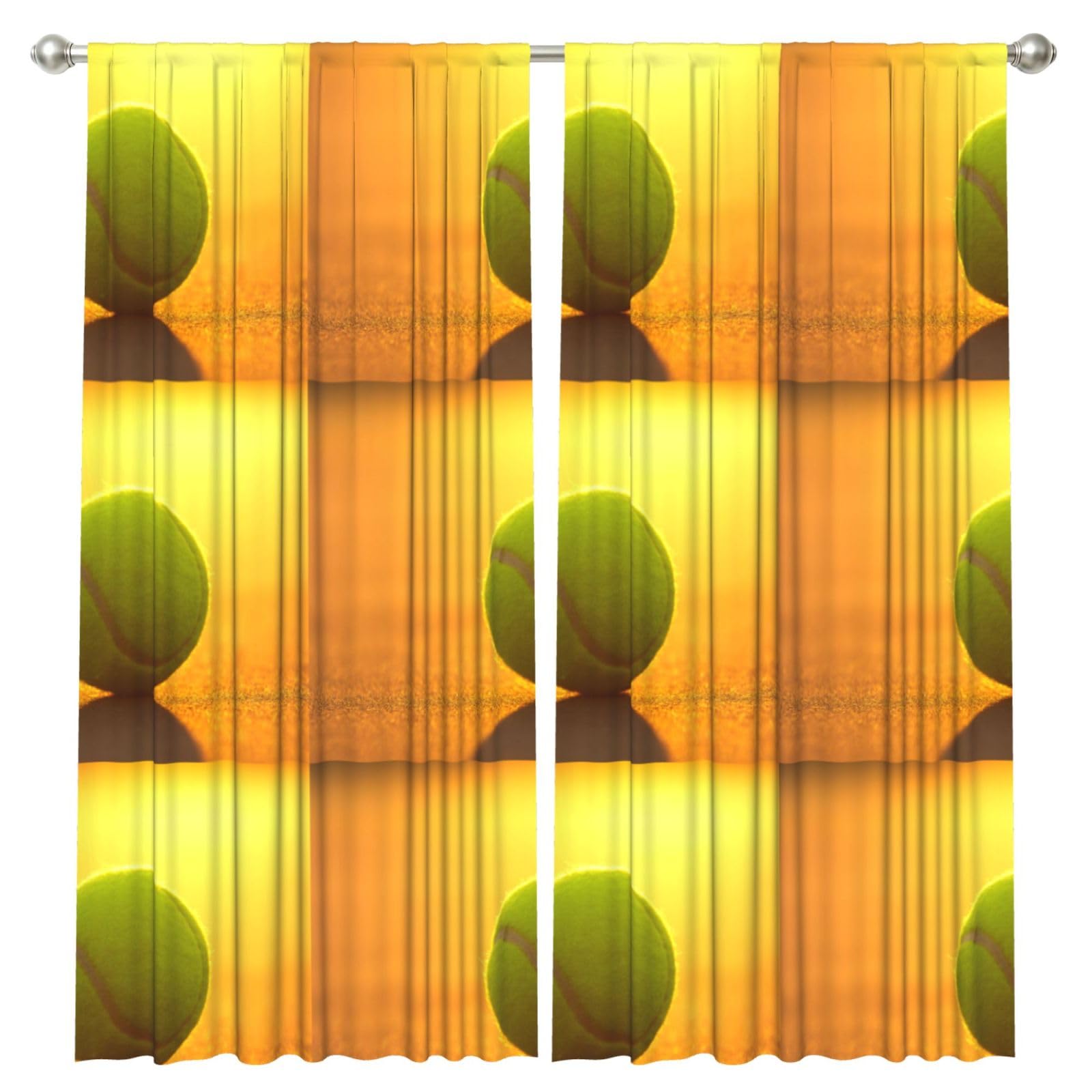 InOmak Tennis Ball Print, 2 Panels Window Curtains 52 x 84 Inch Blackout Curtains for Living Room Bedroom
