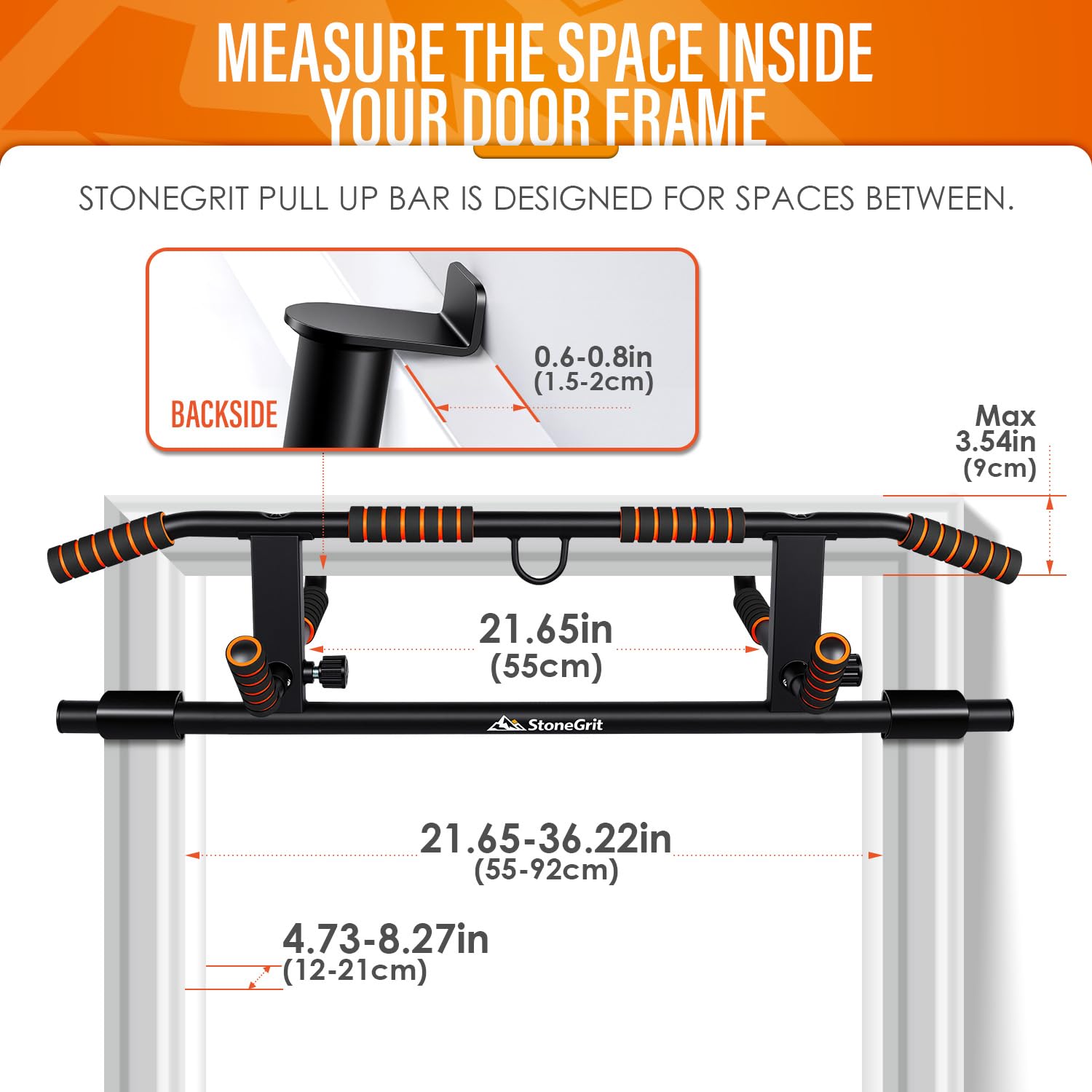 Barra per trazioni da porta, per allenamento di forza, fitness, chin-up, per esercizi in palestra a casa, con presa multiangolare, limite massimo di 230 kg, barra per allenamento per la