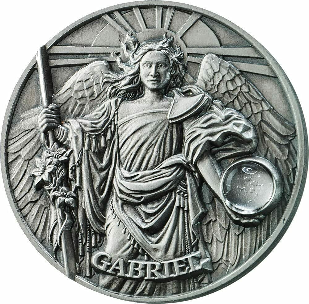 TREASURE WORLD COLLECTIBLES Gabriel Choir of Angels 65 Grams Silver Coin Niue 2017 with Moon Crystal Insert