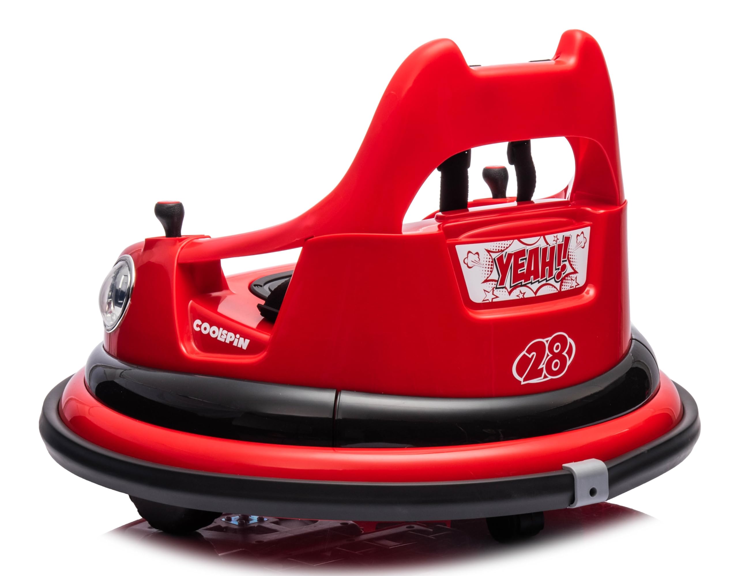 Autoscontro Elettrico 12V per Bambini Mondial Toys – Macchina Girevole 360° con Telecomando, Joystick, Cintura 5 Punti, Bluetooth, Luci LED, Musica, Paraurti, Giostrina da Casa (Rosso)