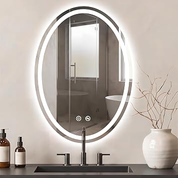 Oval LED Bathroom Mirror with Lights, 28x20 Vanity Mirror for Over Sink