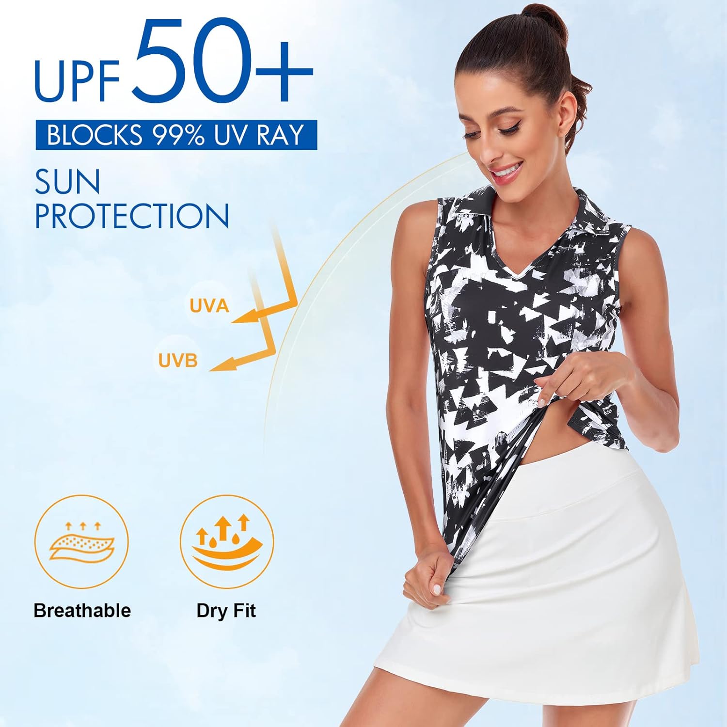 Zamowoty Women's Sleeveless Polo Golf Shirts UPF 50+ Dry Fit V-Neck with Collar Tennis Tank Tops - Image 3