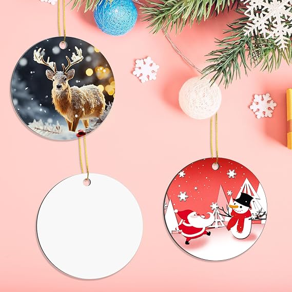 32 pcs Metal Sublimation Ornament Blanks,Christmas Ornaments Sublimation Christmas Ornament Blanks for Christma Tree Decor Blank Ornaments,DIY Handmade Crafts Double Sided Sublimation Ornaments