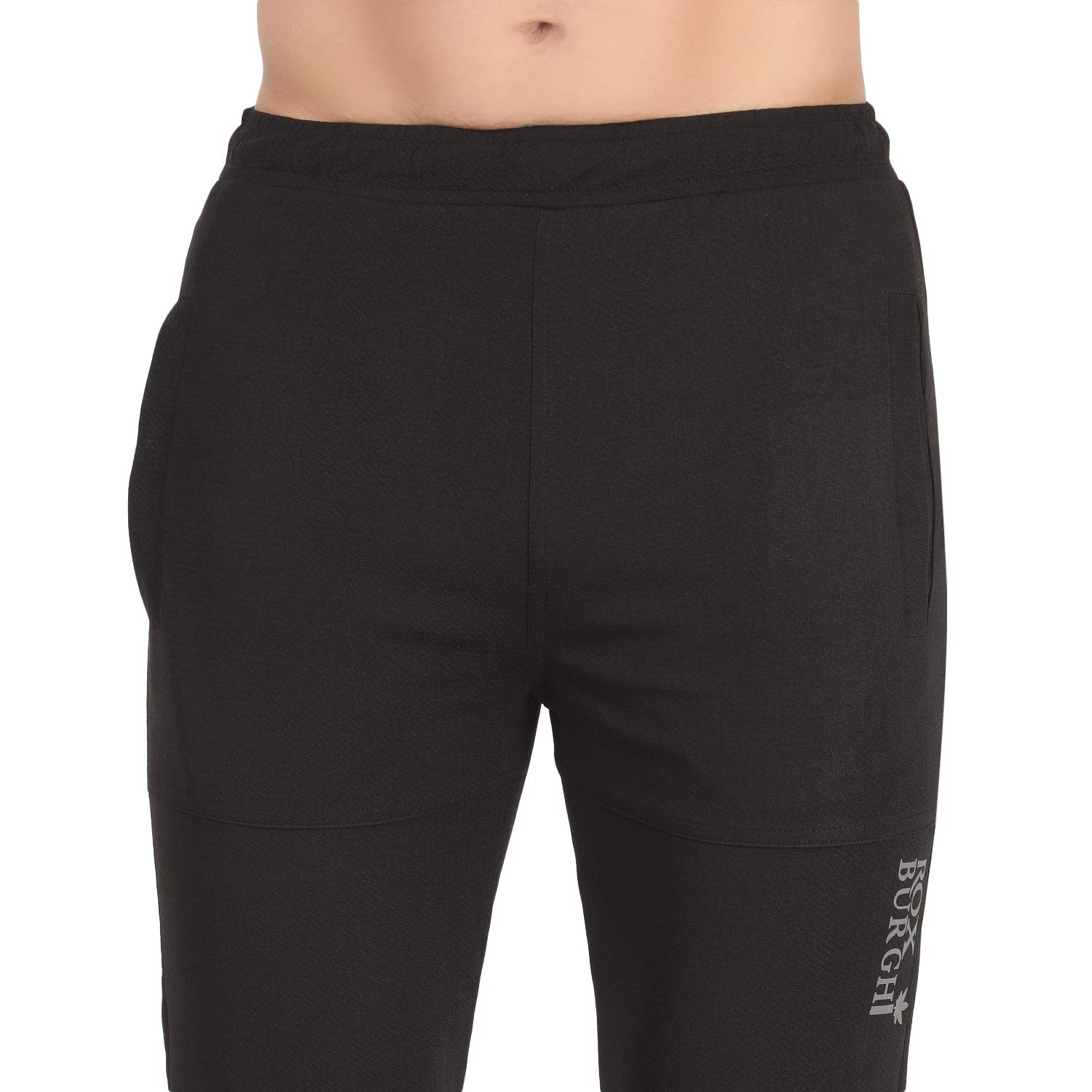 ROXBURGHI Men's Slim Fit Black Track Pants (Medium) 4