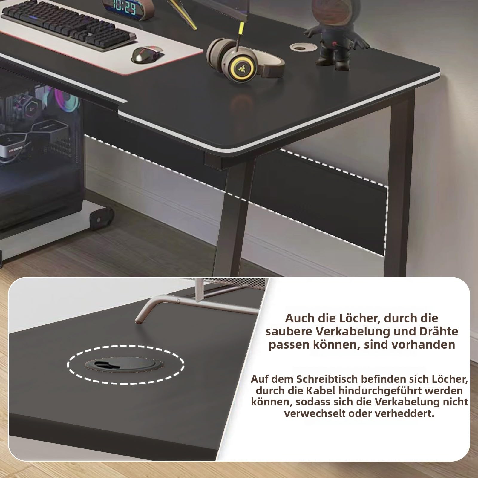 Schreibtisch Gaming Computer Schreibtisch Studenten Kunst Modern Einfacher Stil PC Tisch Holz Arbeitsplatz für Zuhause Büro