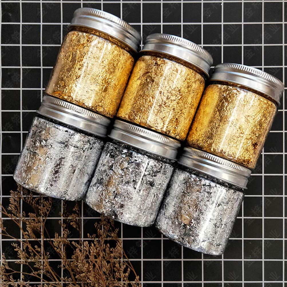 NUOBESTY Glitzerpulver Blattgold & Silber - 2 Stück, Für Nägel, Kuchen & Deko
