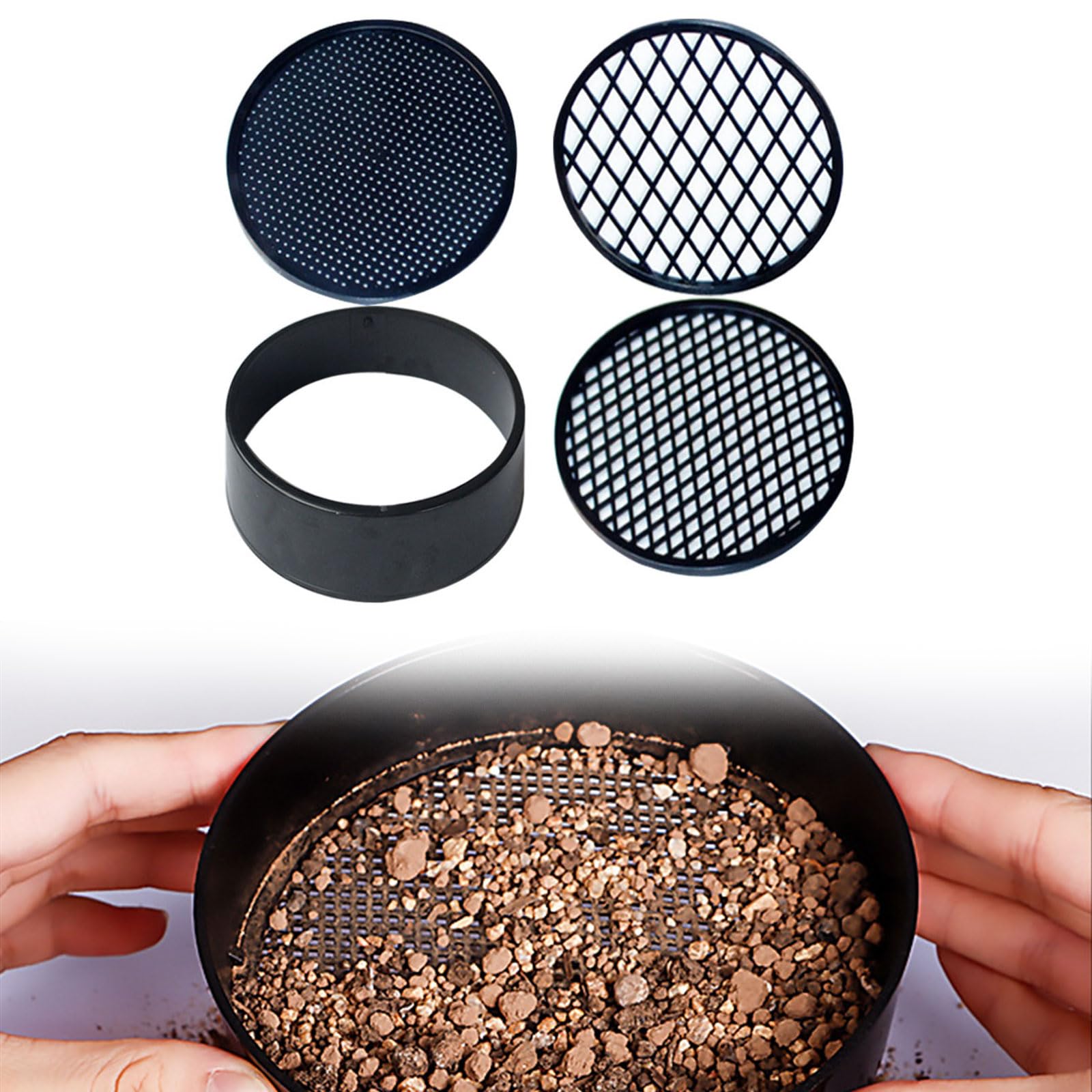 Setaccio Da Giardino 4 In 1 Plastica - 3 Maglie Regolabili, Nero, Per Terreno E Sabbia - Foto 8