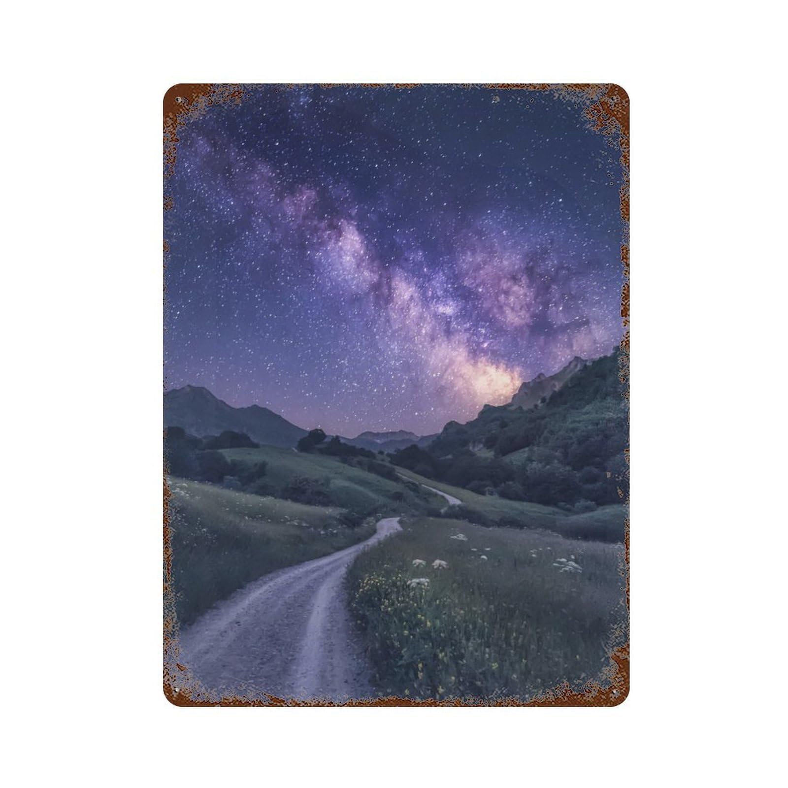 Vintage Rust Metal Sign Path to The Stars 15.7"x11.8", Decorative Metal Wall Art for Basement, Hobby Room And Garage Decor