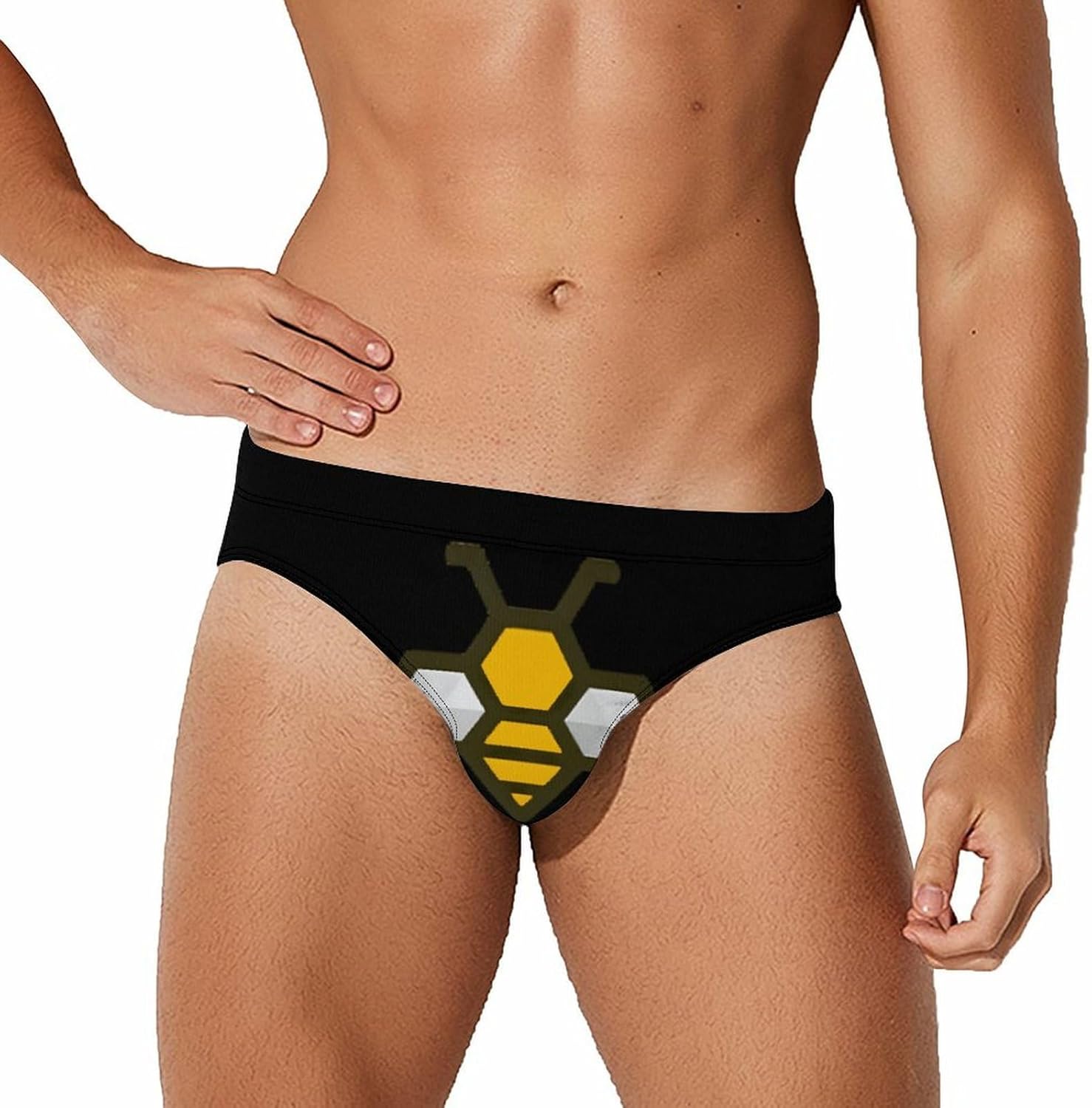 Art Bee with Honeycomb Mens Swim Briefs Print Bikini Swimwear Sport Swimsuit Surf Shorts Trunks