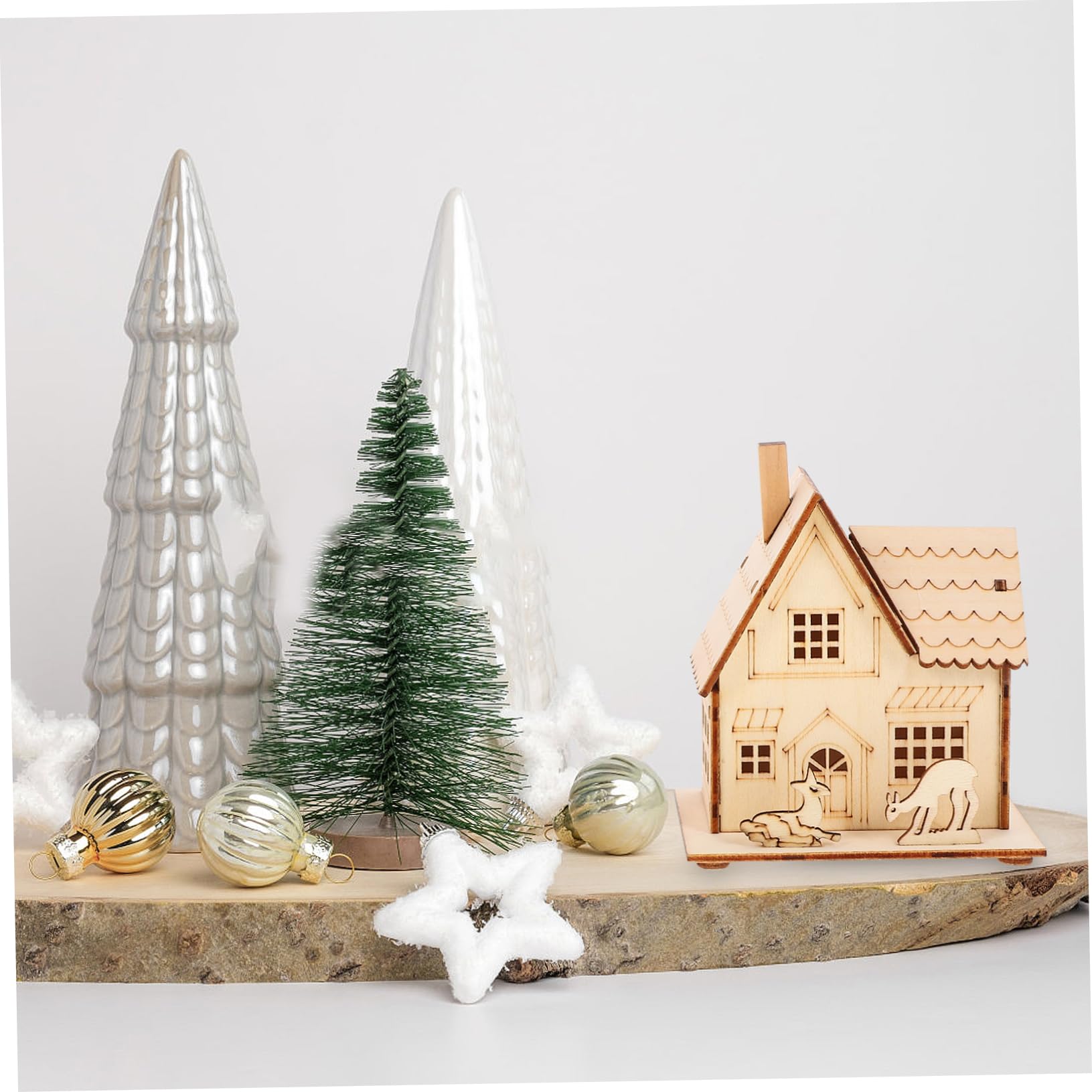 TOPBATHY 5 Sätze Leuchtende Hüttendekoration Aus Holz Feenhafte Partydekorationen Weihnachtsschmuck Weihnachtshausdekoration Leuchtende Hausdekoration Zum Malen Vor Hölzern 3 Stück * 5