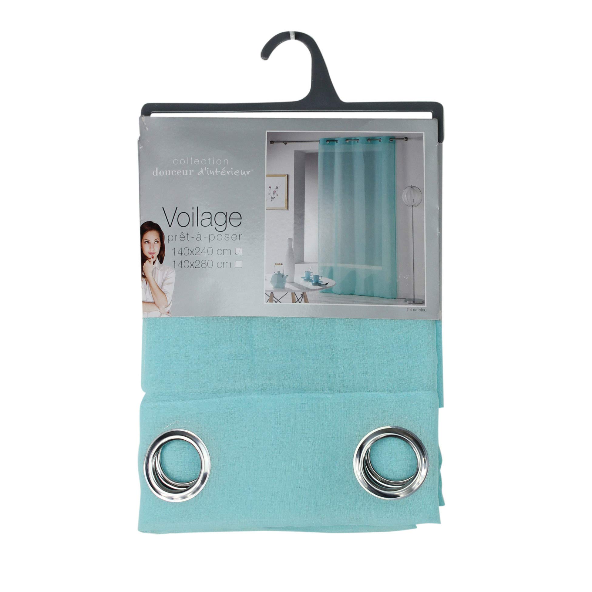 Douceur D'Intérieur Telma Tendaggio A Occhielli 140x280 Cm Blu Poliestere