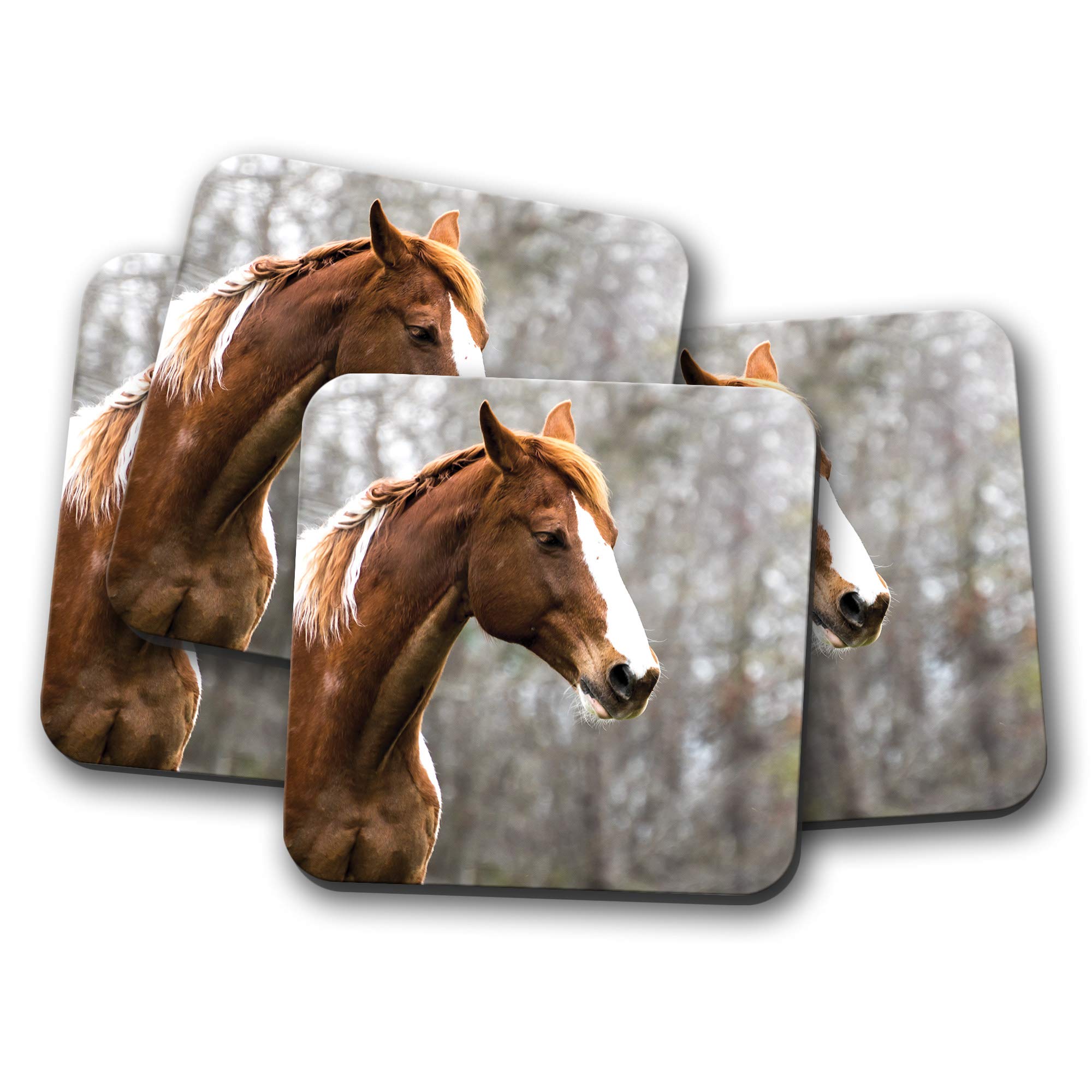 4 Set - Beautiful Brown Horse Coaster - Horses Pony Cute Mum Fun #8759