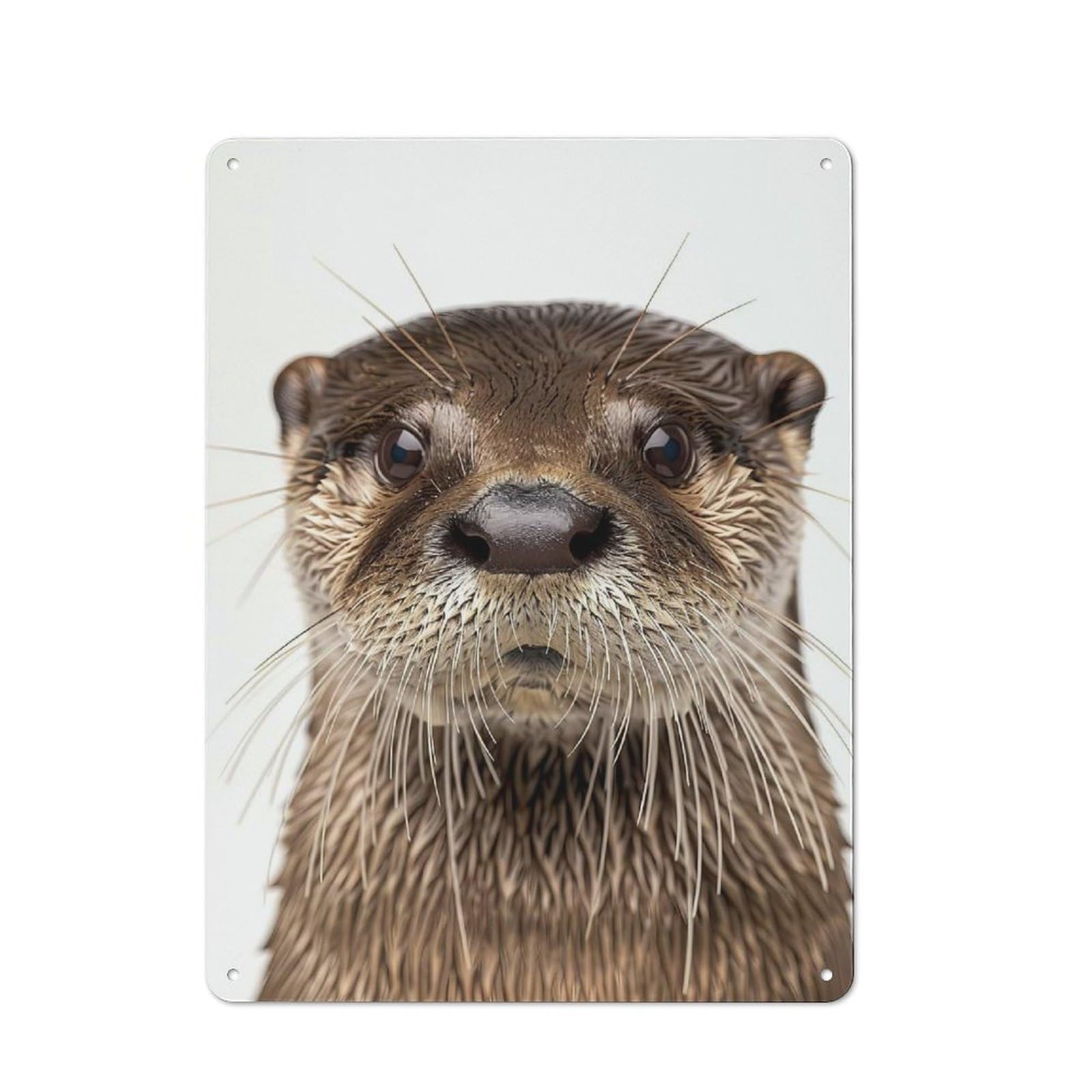 Junmoney Style-15 Otter Face Vintage Metal Wall Decor 40X30cm, Vintage Metal Sign For Hallway, Home Bar, Garage Or Study
