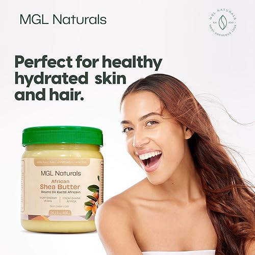 Miniatura 6 de MGL Naturals Manteca de karité africana cruda marfil de 16 onzas, 100% pura y sin refinar. Nutre e hidrata el cabello y la piel. Úsalo solo o