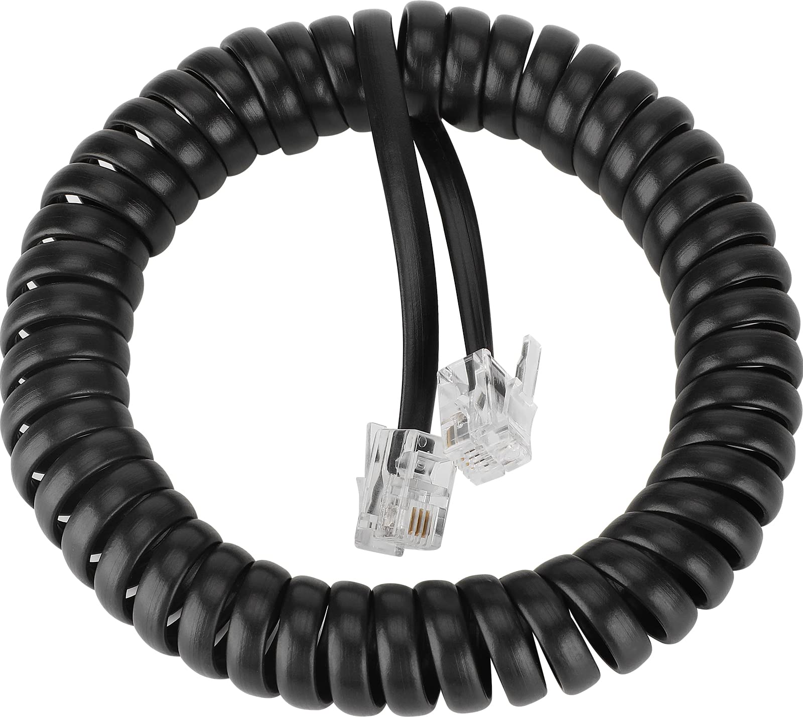 SAISN Telephone Coiled Cable Line Wire Flexible Phone Spring Curly Cord RJ9 Plug To RJ9 Plug Telephone Handset Landline Cable Cord (White, 2m