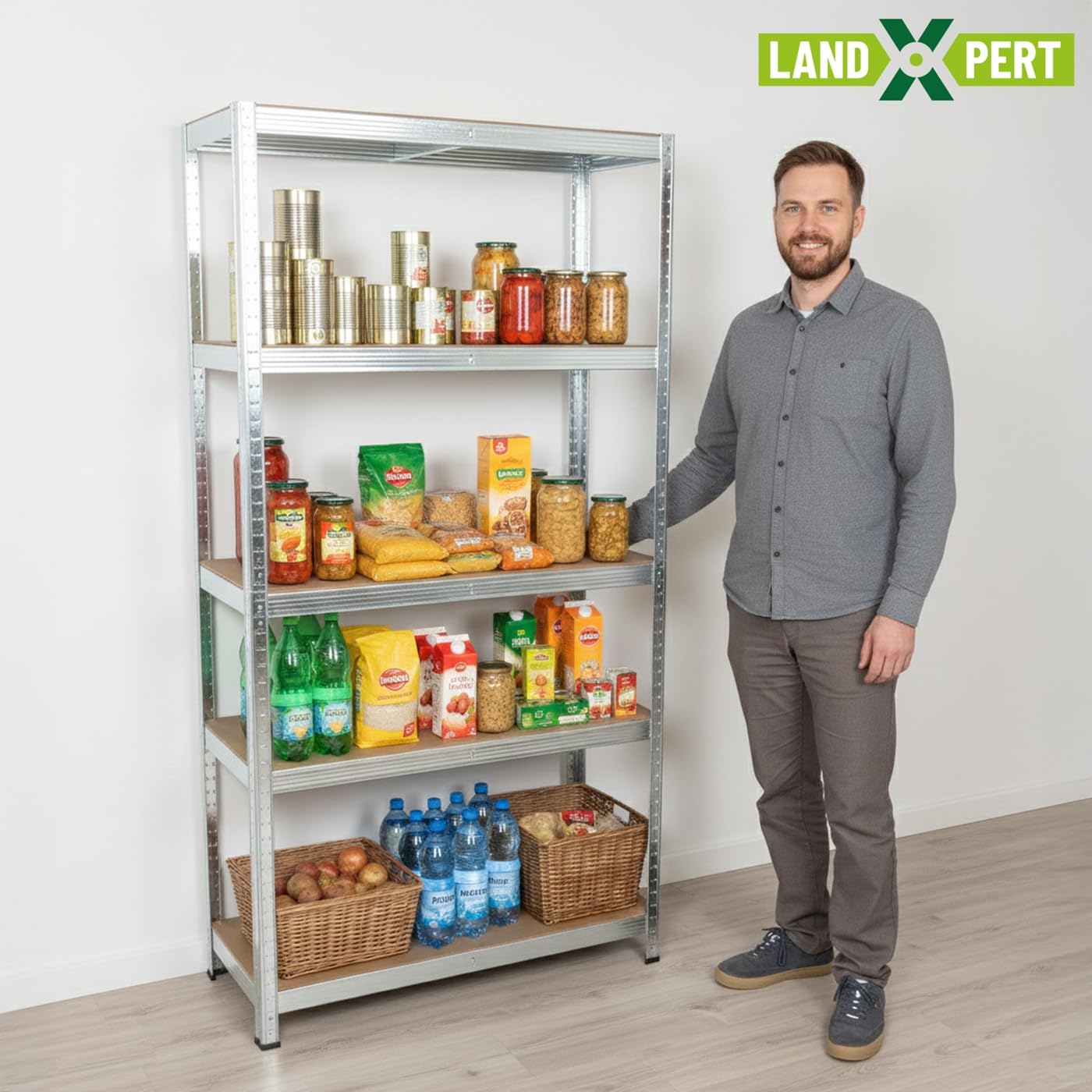 2er Sparset Schwerlastregal 180x90x40cm 875kg Lagerregal Kellerregal 5 Böden Silber