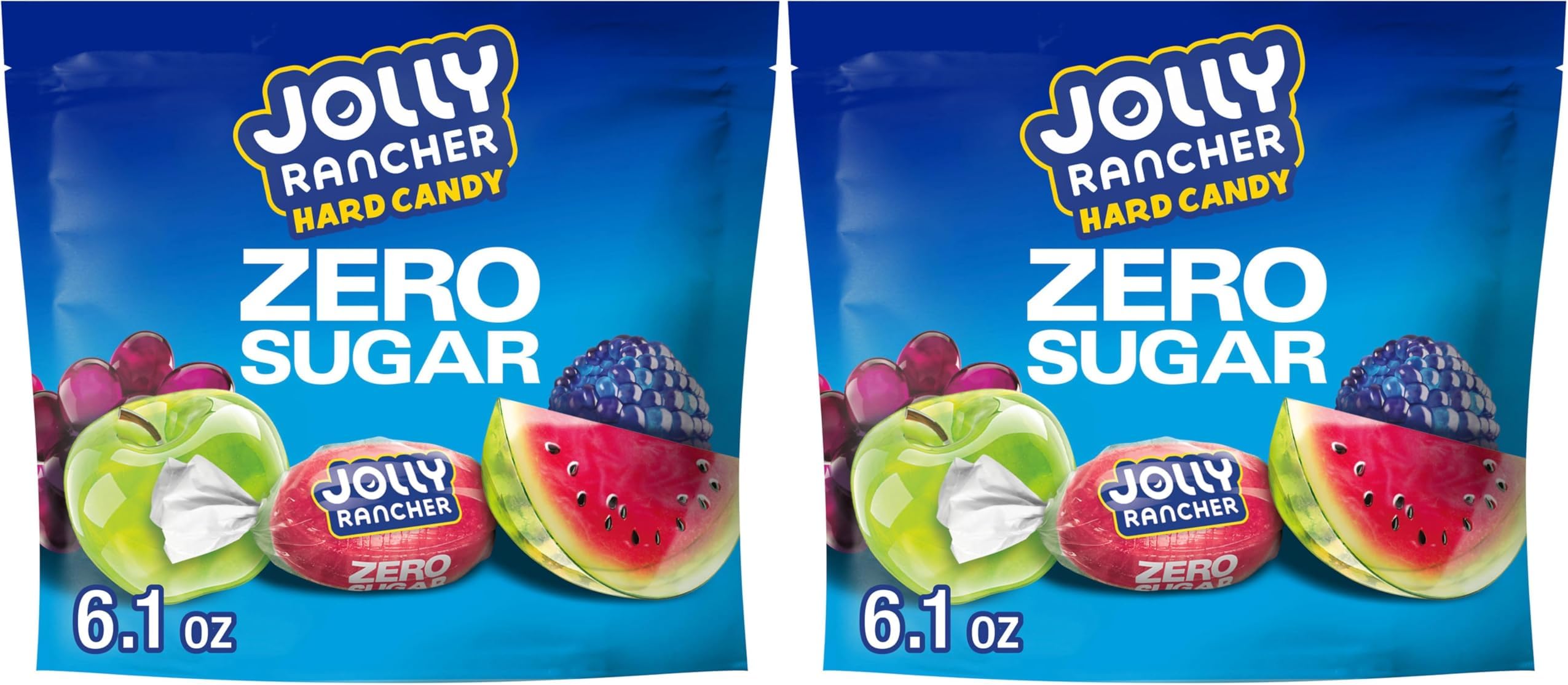 JOLLY RANCHER Zero Sugar Assorted Fruit Flavored Hard Candy Bag, 6.1 oz (Pack of 6)