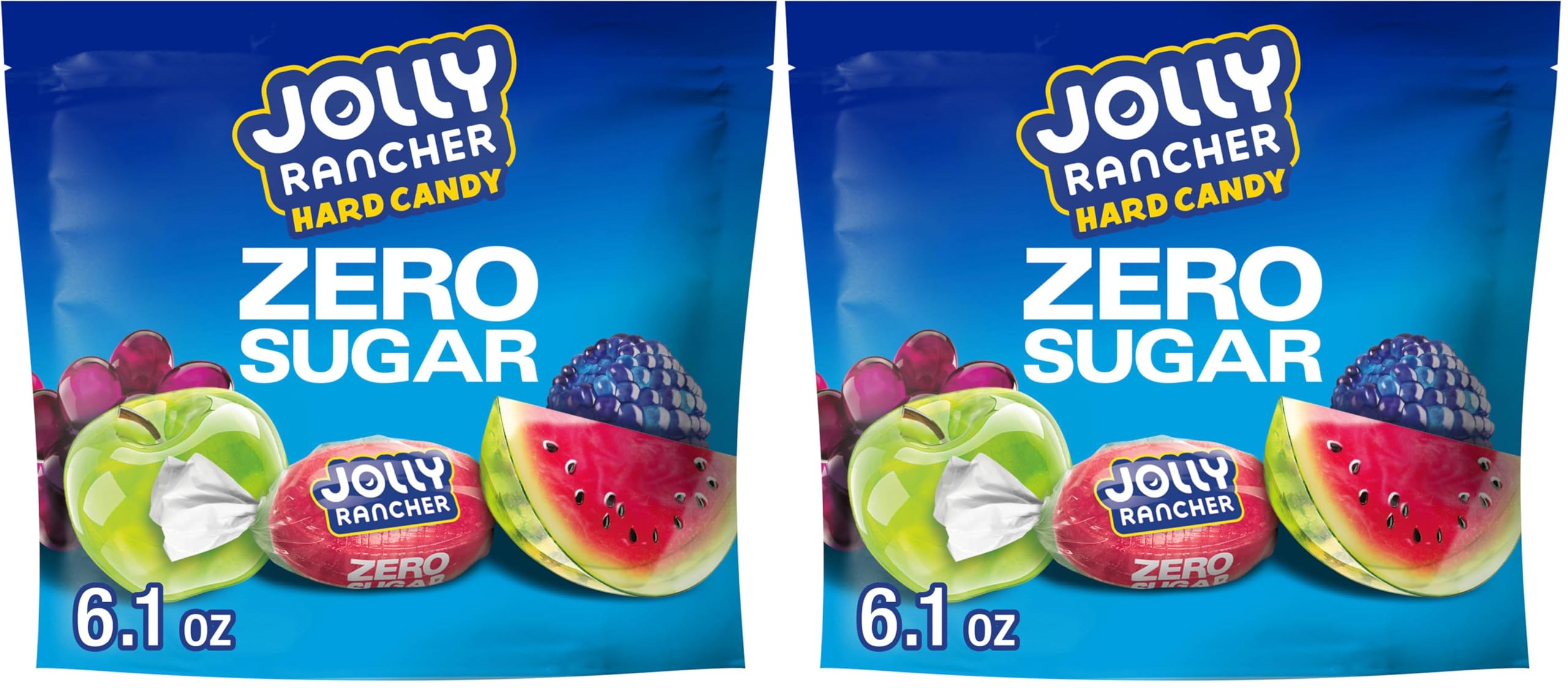 JOLLY RANCHER Zero Sugar Assorted Fruit Flavored Hard Candy Bag, 6.1 oz (Pack of 6)