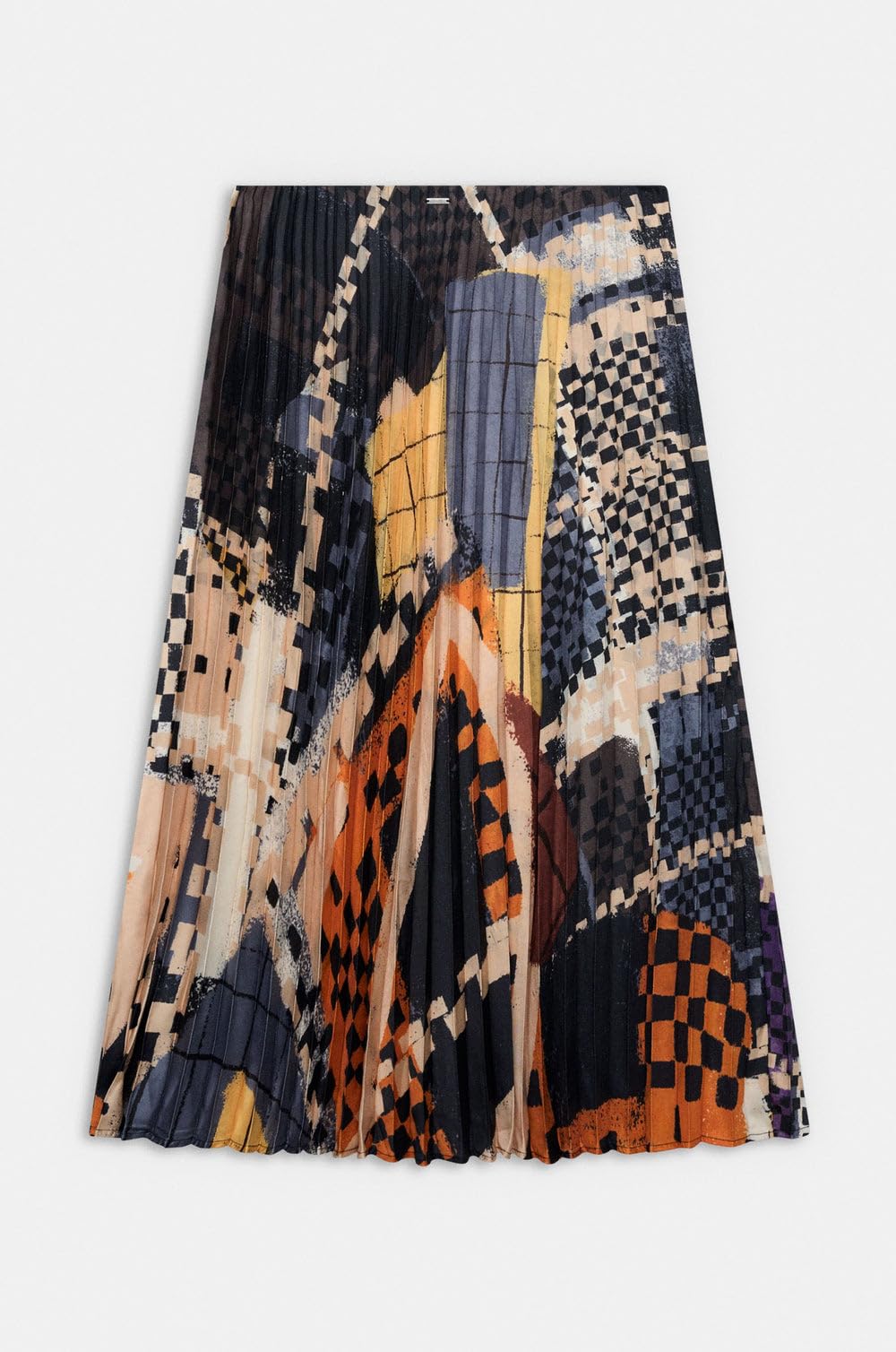 Gonna Plissettata con Fantasia Astratta Multicolore