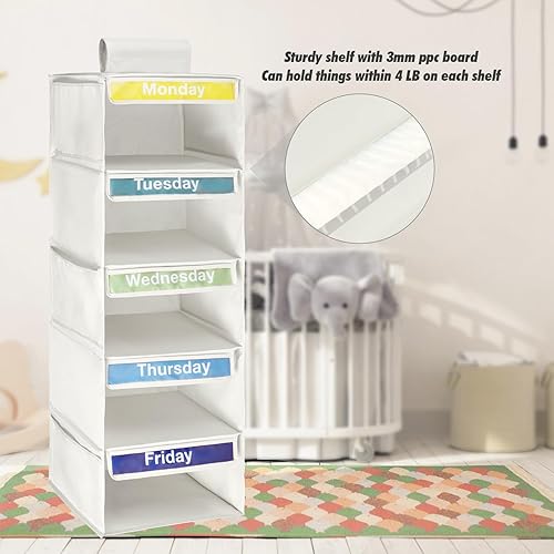 Miniatura 3 de DoveeDosa Organizador semanal de ropa para niños, organizador de ropa para el día de la semana, organizador de ropa diario para niños, organizador