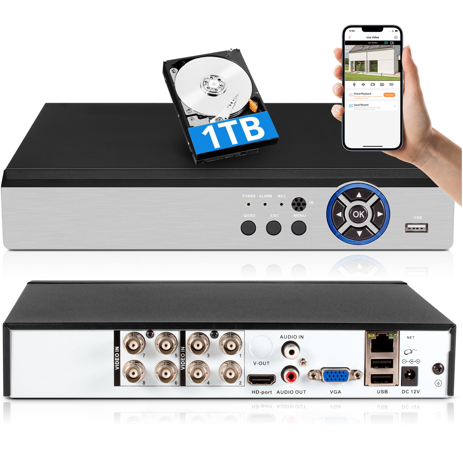 Amazon.com: 8 Channel 5MP H.265+ Security DVR Recorder with AI