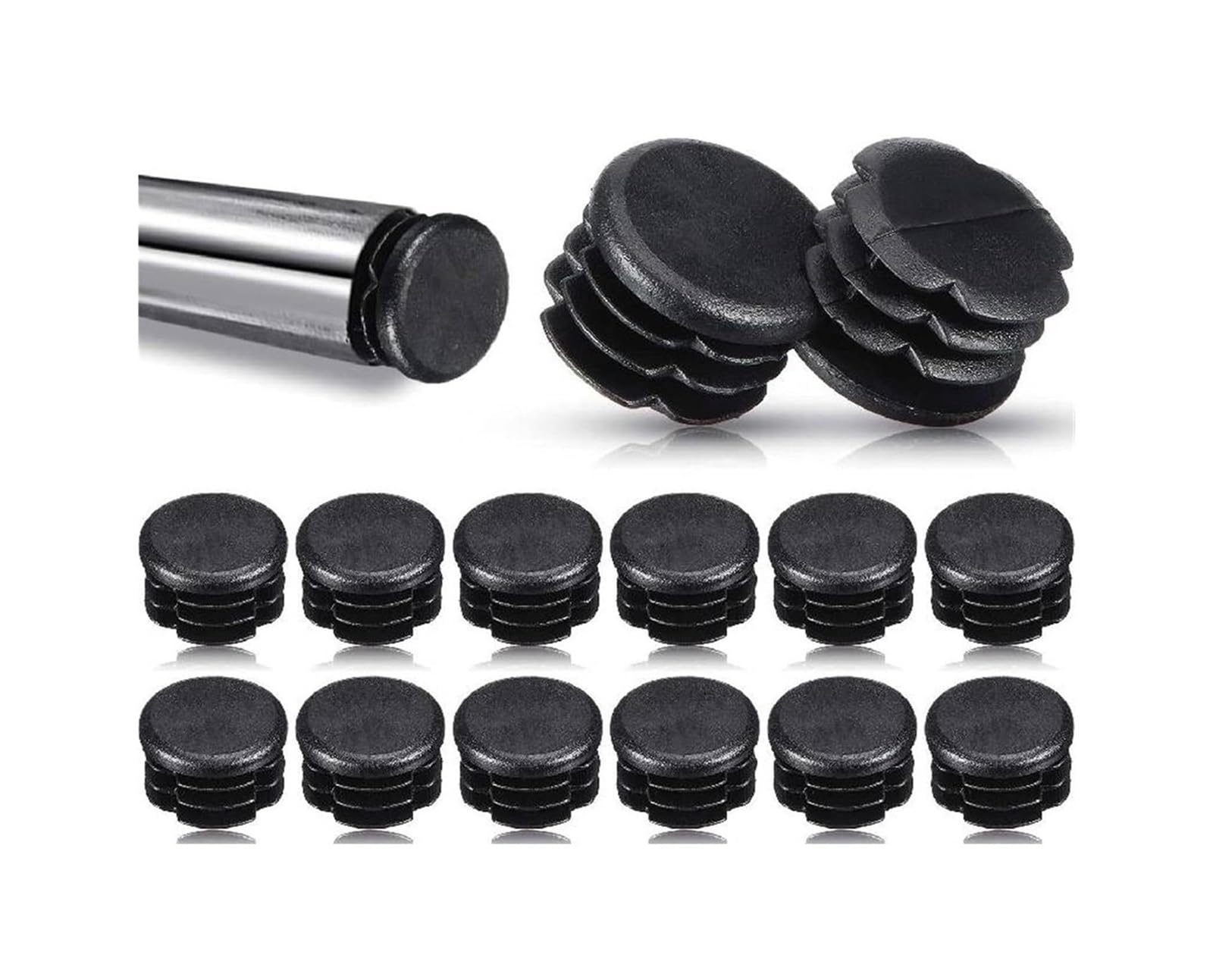 Rubber chair leg caps, Chair Leg ors Black 19-50mm 12 Pcs(25mm)