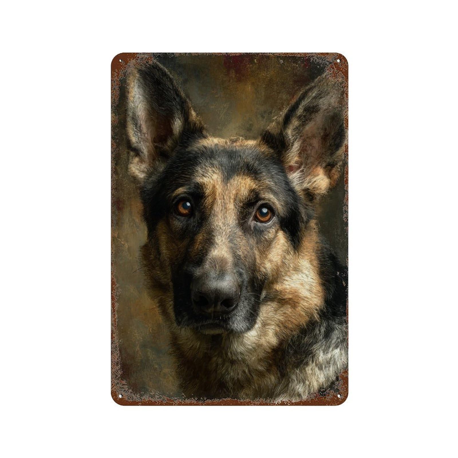 Garage Style German Shepherd Dog Portrait-2 Weathered Tin Sign 11.8"x7.9", Farmhouse Wall Decor for Bar And Workshop