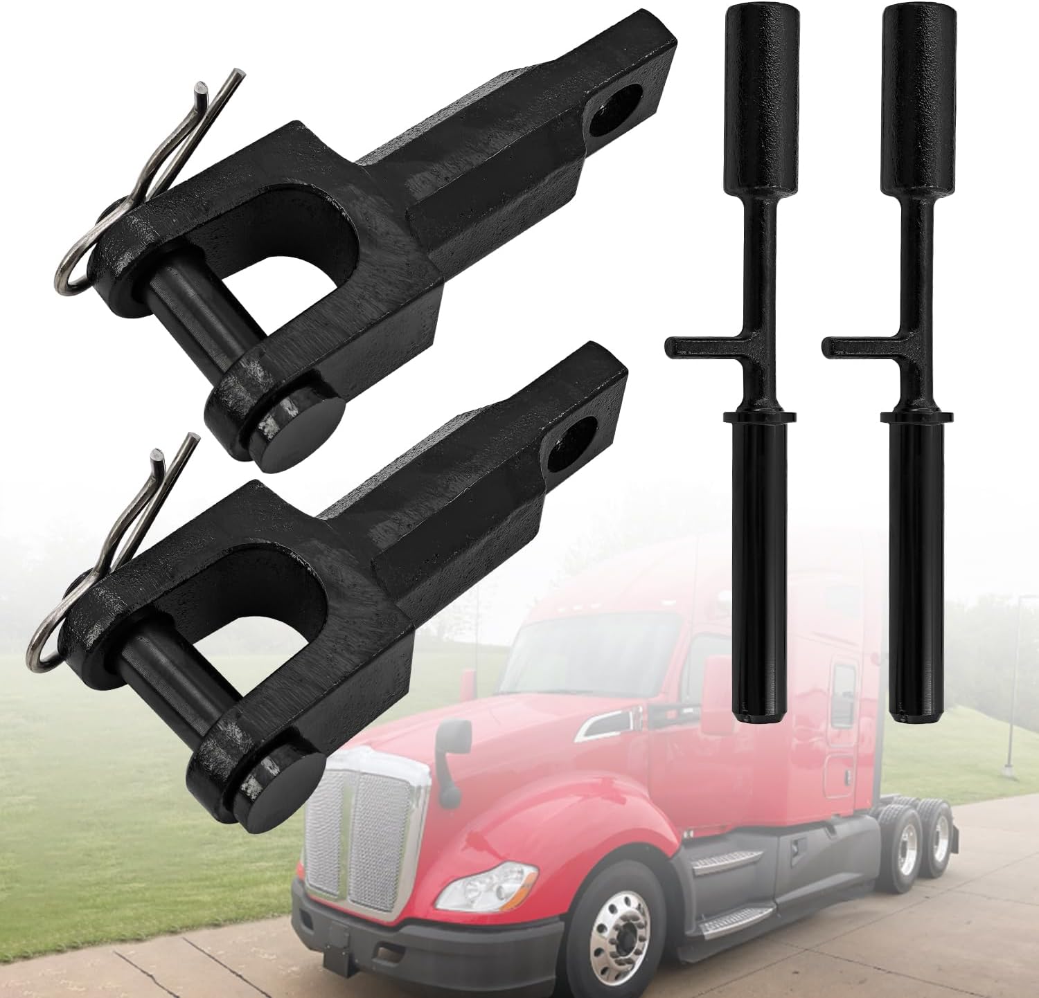 A20-6013 Rev A Towhooks with Tow Pins Fits for Peterbilt for Kenworth A65-6008 A65-6000 14264AA Full Set Rev A Tow Hooks Tow Pin Kit (2 PCS)