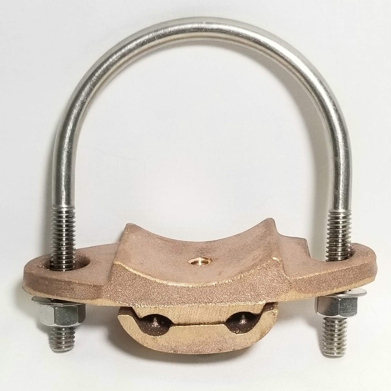 3" U-Bolt Clamp - Bronze - Lightning Protection Connector - Pipe Clamp Grounding