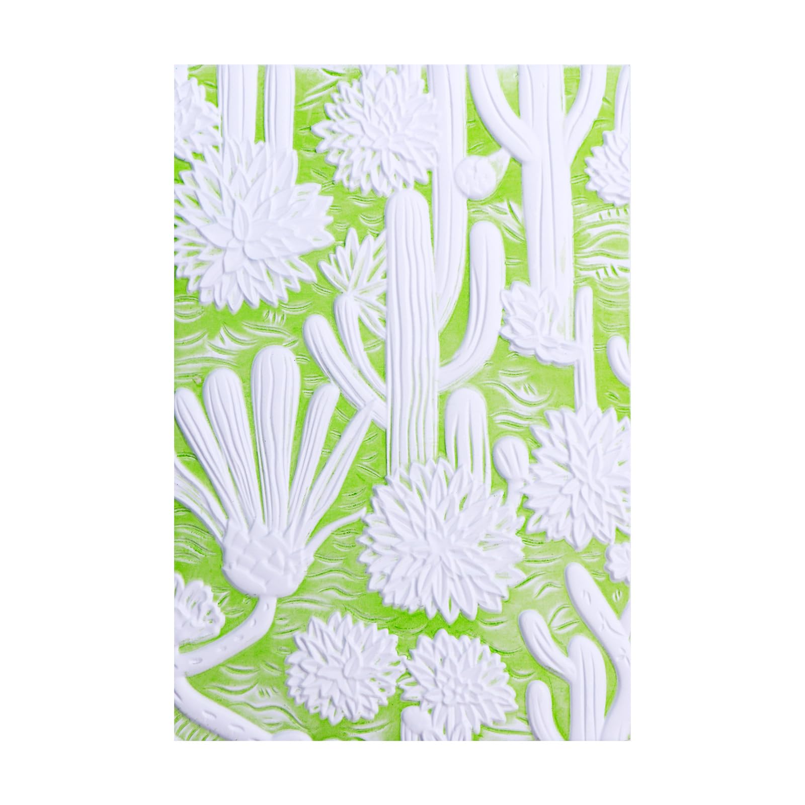 KIRABATIO Cacti Flos 3D Embossing Folder for Card Making,Cactus Background Clear Plastic Texture Fades Embossing Folder Template for Scrapbooking and Other Paper Craft Album Stamps DIY Decoration