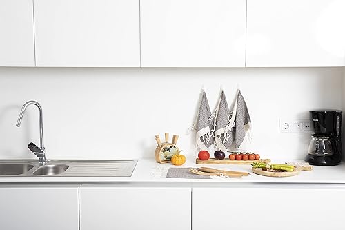 Miniatura 143 de Smyrna Turkish Cotton- Paquete de 6 paños de cocina de 100% algodón natural, 12x12 pulgadas, lavables a máquina, ultra suaves, absorbentes, Beige