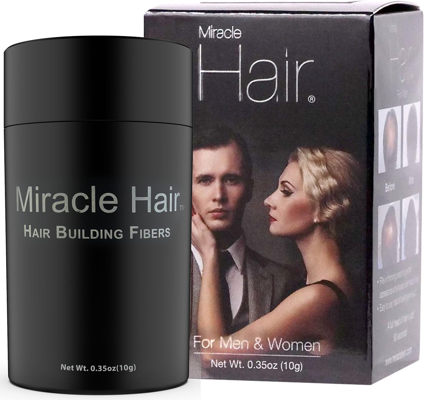 Miracle Hair PREMIUM All Natural Hair Building Fibers for Instantly Thicker Looking Hair! (10g) 75-Day Supply: GRAY