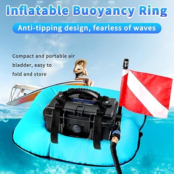 Scuba Diving Ventilator System, Diving Equipment Diving Toys Floating Air Pump, with Telescopic Pipe & Breathing Regulator, Maximum Diving Depth 33ft, for Underwater Snorkeling Red-Basic