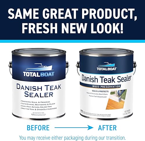 Miniatura 2 de TotalBoat Sellador de teca danesa  Aceite sellador de madera de grado marino para cubiertas de barcos molduras y muebles de teca para interiores y