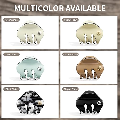 Miniatura 3 de EVITA PERONI Pinzas para el cabello clásicas pequeñas, coloridas, color negro, rosa, azul, resina para mujeres, adolescentes y niñas