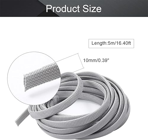 Miniatura 2 de Othmro Funda de cable trenzado expandible de PET de 16.4 pies, protector de cable flexible de 38 pulgadas, funda de organización de cables para