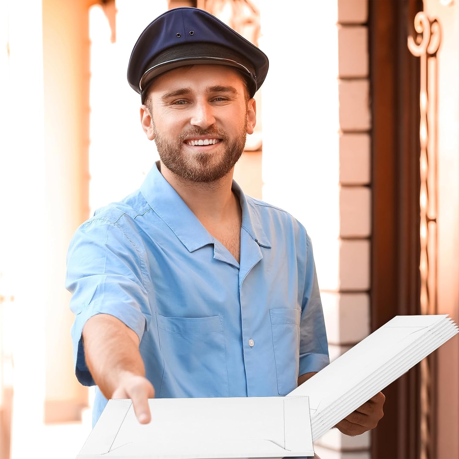 party greeting 100 Pcs 6.5 x 4.5 Inch Rigid Mailers with Self Seal Envelopes Photo Document Mailers Stay Flat Cardboard Envelopes for Shipping Postcard Calendar Photos CD Document Comic Book Card - Image 5