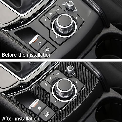 Miniatura 4 de Compatible with Carbon Fiber Gear Shifter Box Multimedia Button Control Panel Trim Interior Car Accessories for Mazda CX-5 CX5 2017 2018 2019 2020